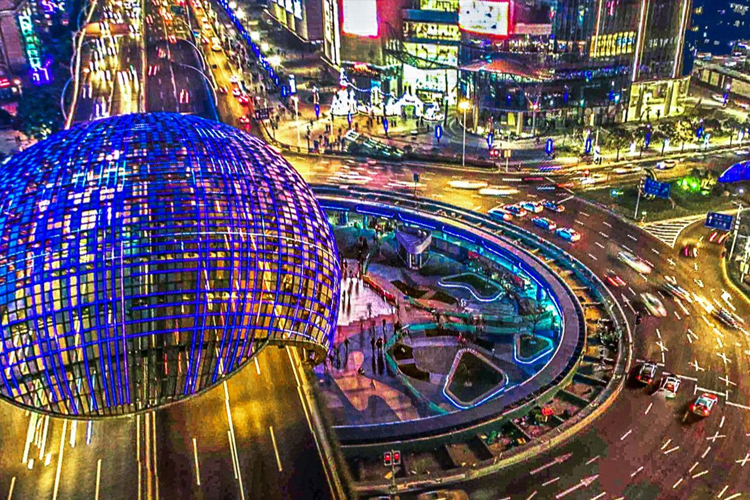 上海五角场“彩蛋”景观灯光